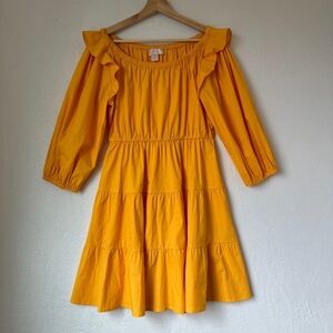 Rachel Parcell women marigold Cotton Poplin half sleeve Flared Mini Dress size 4